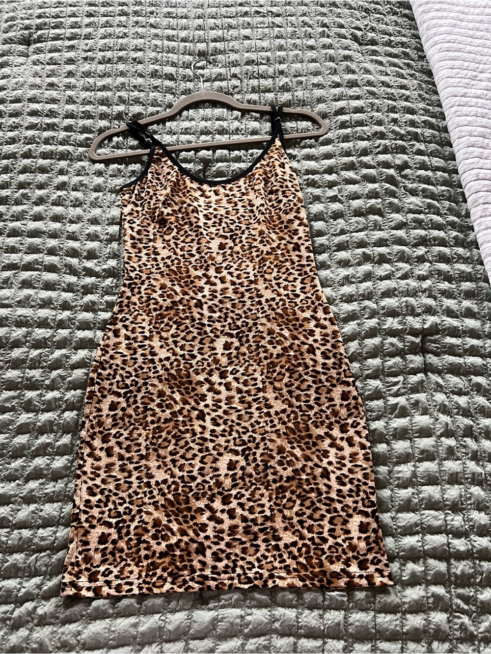 Amazon Leopard Print Mini Dress with Black Trim